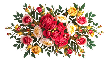Bouquet of flowers rose mixed color orange green red pink white yellow white blue full hd png cut out image photo picture download