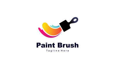 Brush and paint with full color with minimalist design style logo