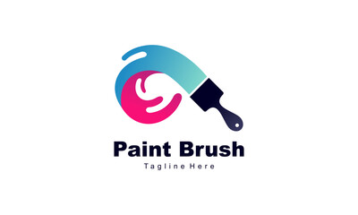 Brush and paint with full color with minimalist design style logo