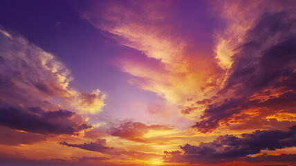 Obraz premium Vibrant purple, yellow and orange sky. generated by Ai