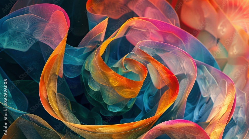 Aufkleber vibrant layered composition with abstract shapes and colorful textures, creative design concept for 