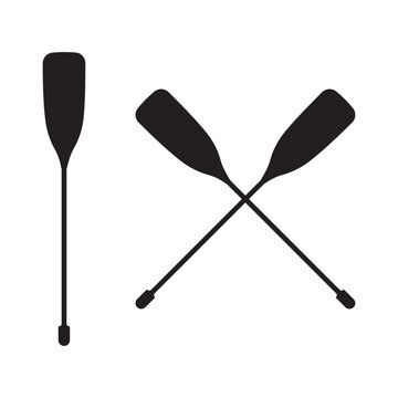 Crossed canoe paddles vector icon, Crossed boat paddles vector icon set. Water oars icon. oars glyph icon