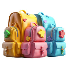 Colorful children's backpacks with playful designs and vibrant colors, perfect for school and everyday use.