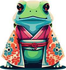 cute frog using kimono japanese style 
