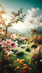 landscape with flowers