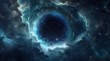 A mysterious, glowing cosmic portal in deep space., image of galaxy universe space beautiful like magic in dream.