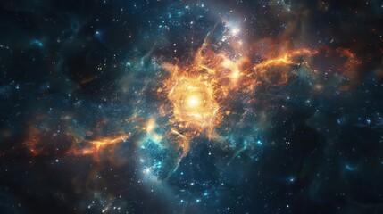 Fototapeta premium A mysterious, glowing cosmic echo in the universe., image of galaxy universe space beautiful like magic in dream.