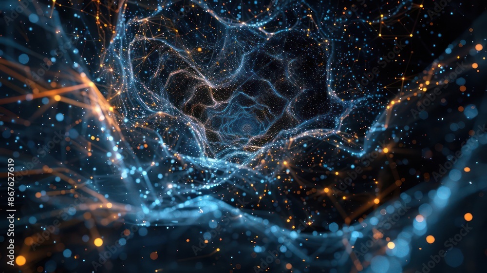 Wall mural a mysterious, glowing cosmic net in deep space., image of galaxy universe space beautiful like magic