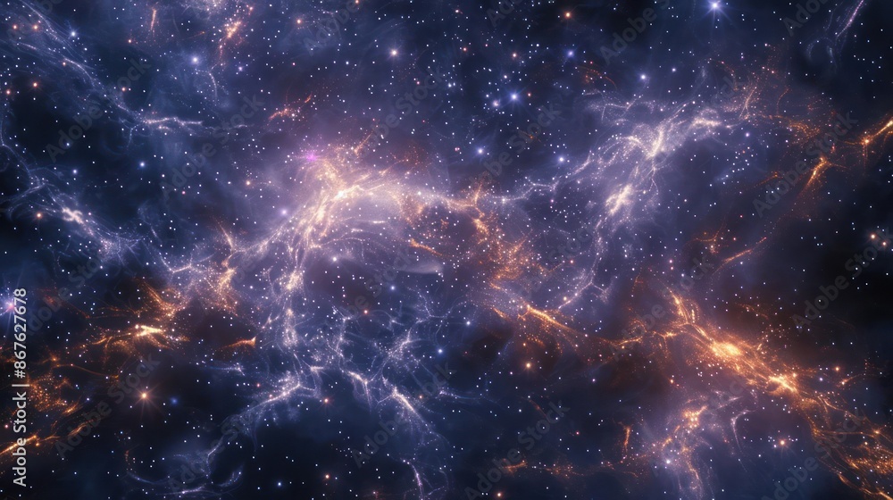 Wall mural a mysterious, glowing cosmic net in deep space., image of galaxy universe space beautiful like magic