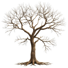 Fototapeta premium A leafless tree with intricate branches, symbolizing autumn or winter, perfect for seasonal nature themes in stock photography.