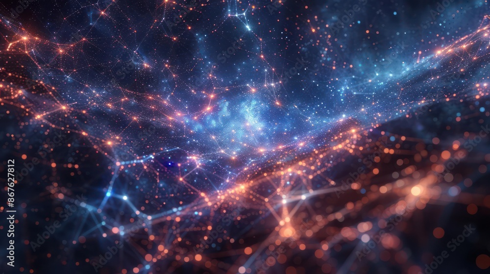 Wall mural a mysterious, glowing cosmic net in deep space., image of galaxy universe space beautiful like magic