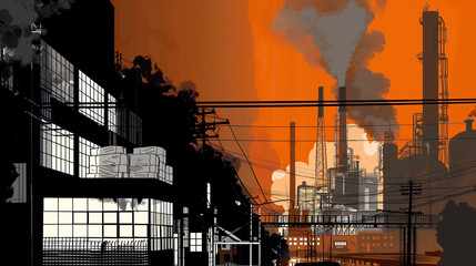 Illustration of an industrial factory