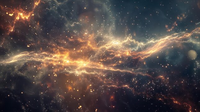 A mysterious, glowing cosmic veil in deep space., image of galaxy universe space beautiful like magic in dream.