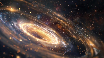 A grand, mysterious gravitational lens effect on a distant galaxy., image of galaxy universe space beautiful like magic in dream.