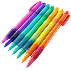 Fototapeta premium Set of colorful neon pens arranged in a diagonal row, showcasing bright and vibrant hues ideal for creative writing and drawing.