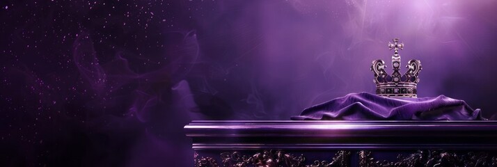 Design an ad for a royalty or luxury lifestyle brand with a rich, regal purple and black background that exudes luxury and opulence. text could be in a ornate, cursive font to match the royal theme