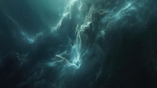 A hidden dark matter cloud, glowing faintly in the depths of space., image of galaxy universe space beautiful like magic in dream.