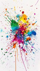 Abstract colorful paint splashes on white background, artistic expression concept