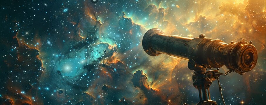 A telescope peering into the depths of space, revealing galaxies and stars that are billions of years old.