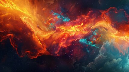 A stunning cosmic flame with bright, colorful patterns., image of galaxy universe space beautiful like magic in dream.
