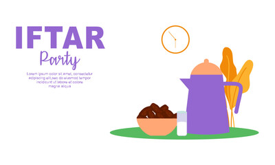 Iftar party celebration concept flyer vector illustration