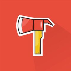 Illustration of Firefighter Axe in Flat Design
