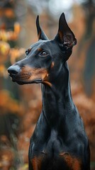 Elegant Doberman Pinscher in Fall Setting