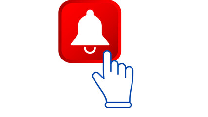 Forefinger. Pointer cursor. Turn on button. Turn off. Hand mouse cursor. Notification sign. Bell icon. Alert sign. Signal symbol. Alarm sign. Reminder icon. Incoming message. Ringtone sign. Notice