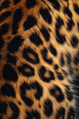 Naklejka premium CloseUp of Leopard Fur Pattern Showcasing Detailed Spots and Texture