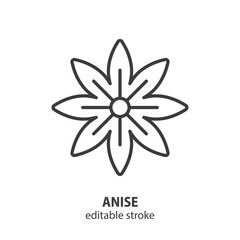 Star anise line icon. Spice vector illustration. Editable stroke.