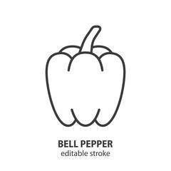 Bell pepper line icon. Vegetable vector symbol. Editable stroke.