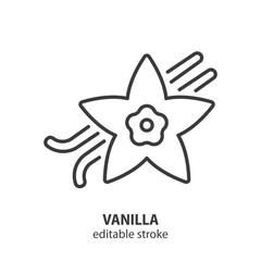 Vanilla line icon. Orchid vanilla flower and dried sticks symbol. Vector illustration. Editable stroke.