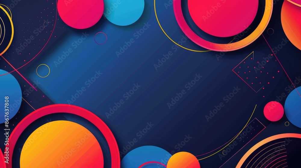 Fototapete abstract geometric shapes in vibrant colors with space for text in the center