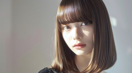Fototapeta premium 清楚できれいな女性のお顔と背景