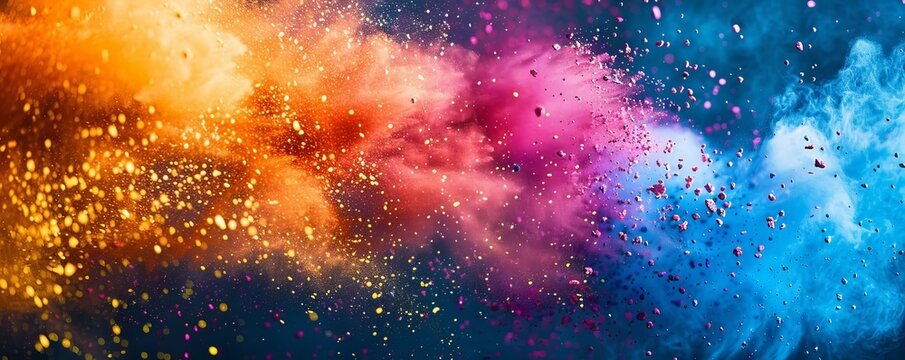A colorful Holi festival in India, where people throw powdered colors at each other, creating a joyous and vibrant atmosphere.