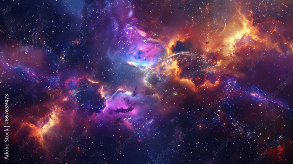 Canvas Prints spectacular space nebula with brilliant colors and galactic clouds - detailed deep space scene ideal