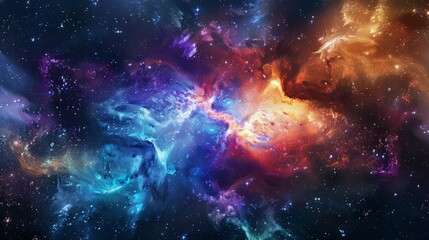 Spectacular space nebula with brilliant colors and galactic clouds - detailed deep space scene ideal for science fiction and astronomy themes