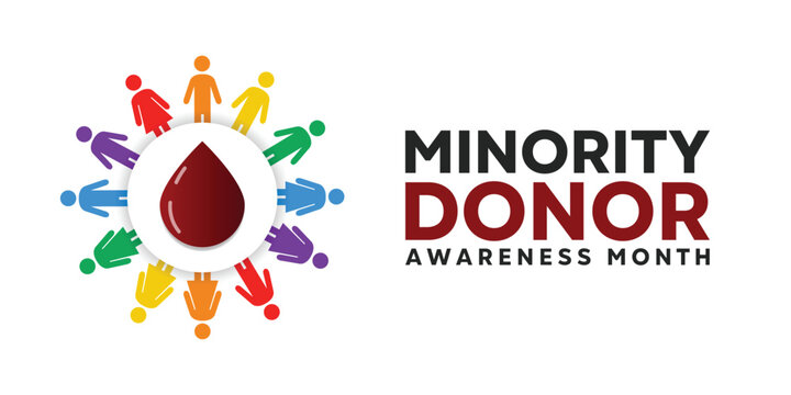 National Minority Awareness Month. Blood and people icon. Great for cards, banners, posters, social media and more. White background.  
