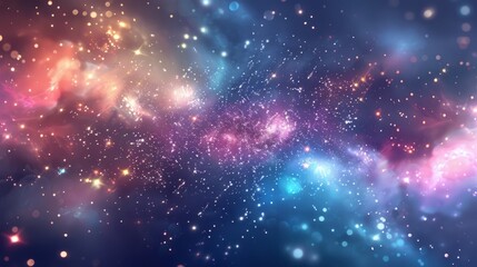 Fototapeta premium Space warp with stars, cosmic background illustration featuring swirling star clusters and glowing galactic patterns, ideal for sci-fi themes, space exploration concepts, and futuristic designs.