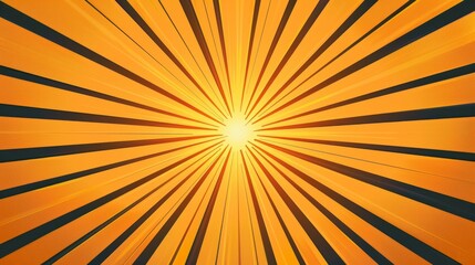 Fototapeta premium Sun ray or star burst comic radial lines background with vibrant yellow and orange beams, radiant light effect for dynamic pop art designs, retro style graphic ideal for comic book covers, manga illus