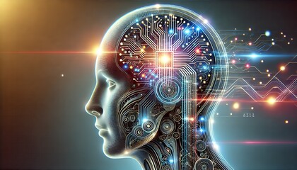 Obraz premium Artificial Intelligence in Humanoid Head