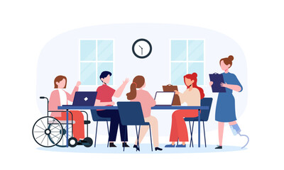 Business inclusive meeting with diversity concept illustration