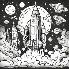 Rocket space cartoon