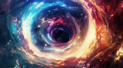 A stunning cosmic vortex with bright, swirling colors.
