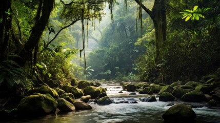 Obraz premium Tranquil Jungle Stream.