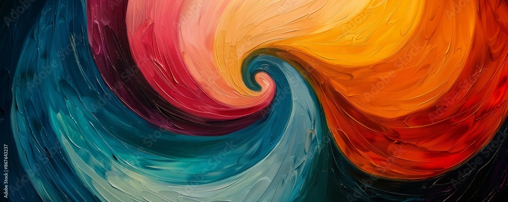 Poster a swirl of vibrant colors blending together, creating a mesmerizing pattern.