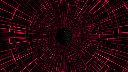 Grid tunnel in perspective. geometric pattern to complement your design on the subject of technology and design,