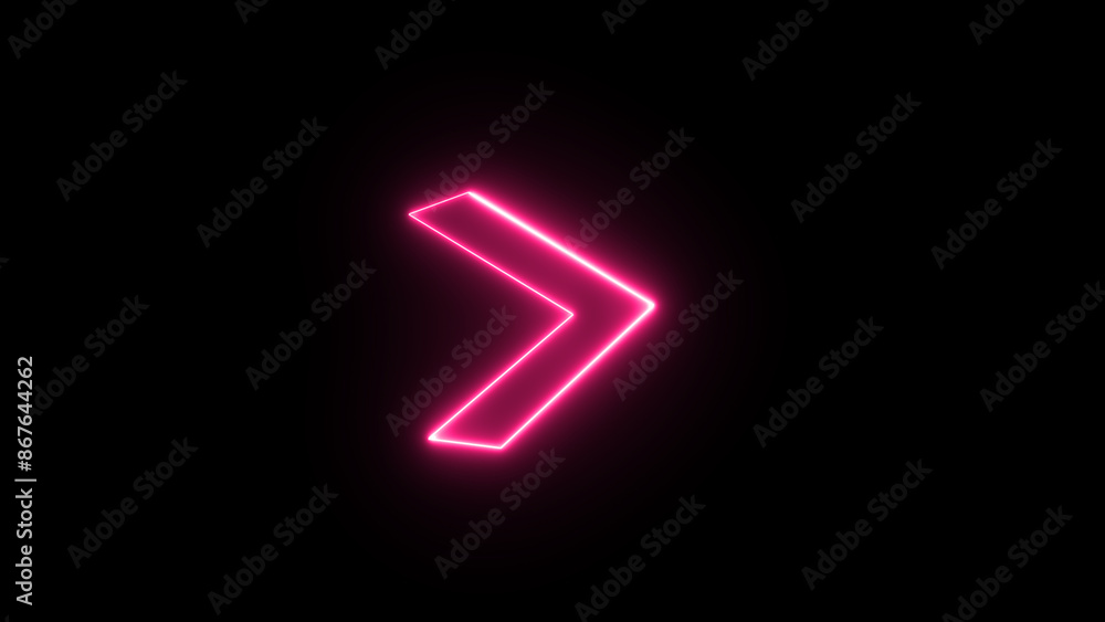 Poster glowing neon right arrows on a black background. 3d rendering flashing direction indicators. futuris