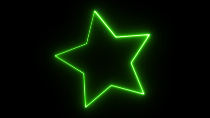 Neon star shape or neon lights sign. Vector abstract background, Geometric glow outline star shape, laser glowing lines.