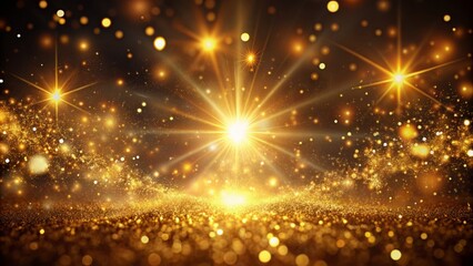 Sparkling golden dust particles swirl around a warm, radiant light source, evoking a sense of magic and wonder.